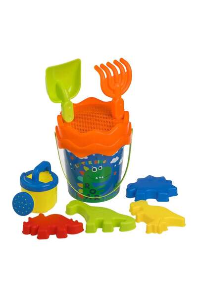 OEM Beach Bucket Blue Green Orange Dinosaur "Little Dino" Ø16x13.5 centimeter...