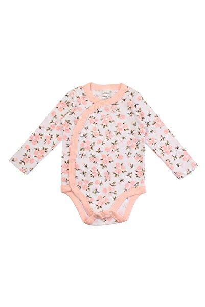 OEM Body din Bumbac Alb Roz Floral pentru Bebelusi 0-6 Luni