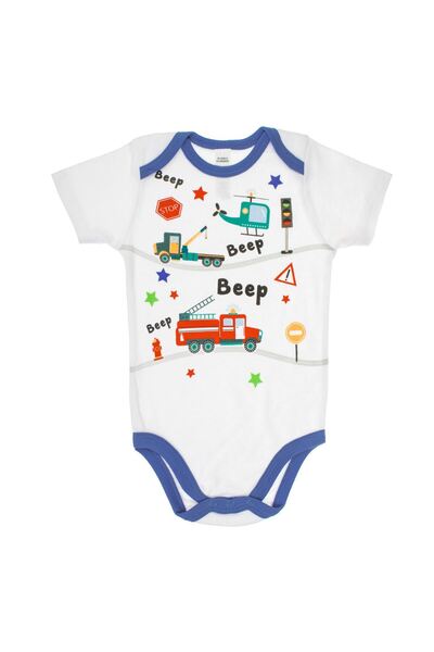 OEM White Cotton Short Sleeve Car Bodysuit for Babies 0-6 Months