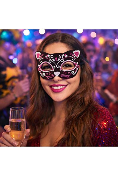 OEM Masca Fancy Deghizare Pisica Catifelata cu Glitter pentru Femei
