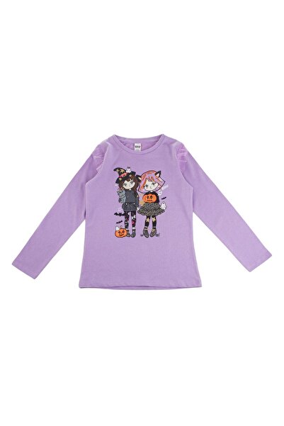 OEM Bluza din Bumbac Lila cu Tul pe Umar de Halloween 7-8 Ani