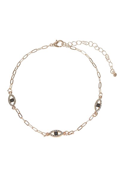 OEM Gold Color Chain Anklet with Rhinestone Eyes for Women