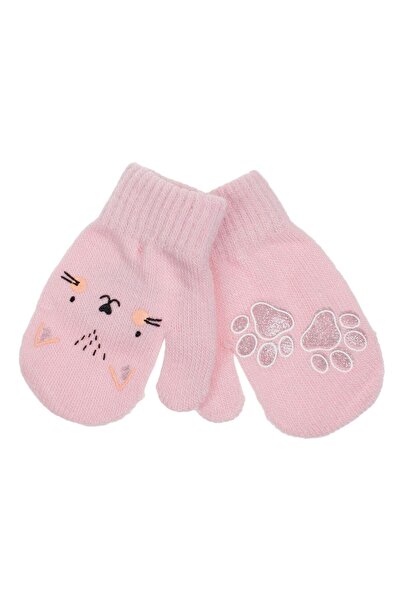 OEM Manusi Roz cu Un Deget Labute Pisica cu Glitter pentru Fete 0-12 Luni