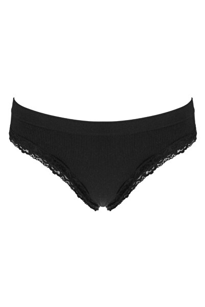 OEM Women's Black Ribbed Seamless Lace Panties Large-XLarge