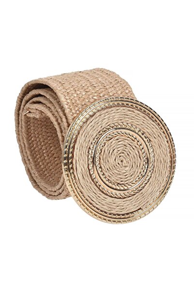 OEM Curea Bej cu Catarama Aurie pentru Femei 76x5cm