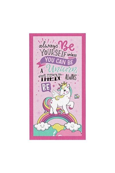 OEM Prosop de Plaja din Bumbac Roz Unicorn Rainbow pentru Copii 70x140cm