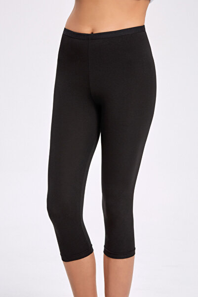 İlke Women's Elastane Knee-Length Capri Leggings with Waist Band Detail