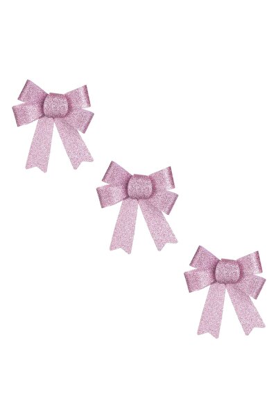 OEM Fundite Decorative de Craciun Roz cu Glitter Argintiu 14 centimetri - 3buc