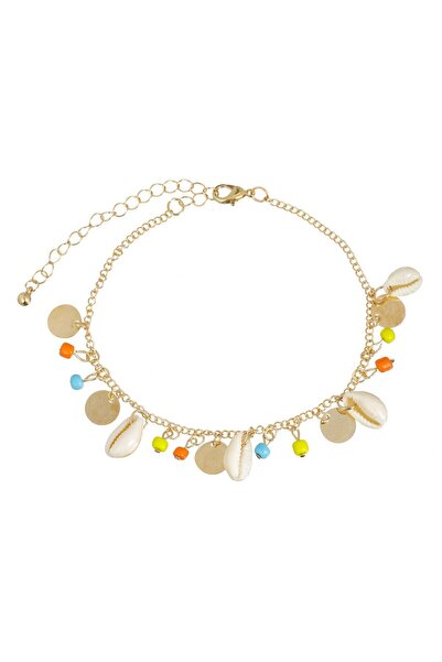 OEM Gold Color Chain Anklet with Shells Beads of Different Colors Coins for W...