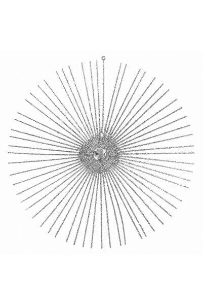 OEM Χριστουγεννιάτικο στολίδι Νιφάδα χιονιού με ακτίνες και γκλίτερ, ασημί, 2...