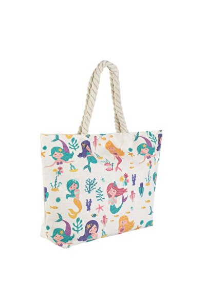 OEM Geanta din Bumbac Ecru cu Sirene Colorate & Manere din Sfoara pentru Fete...