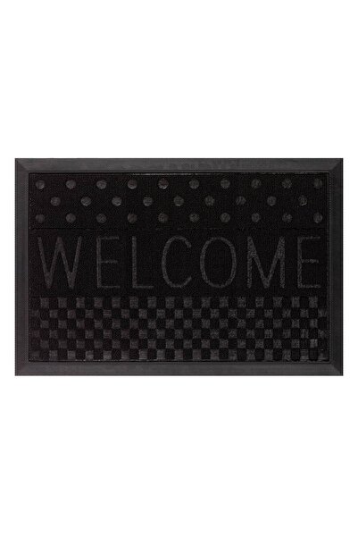 OEM Μαύρο χαλάκι εισόδου με ανάγλυφο μήνυμα  "Καλώς ήρθατε " 60x40εκ.