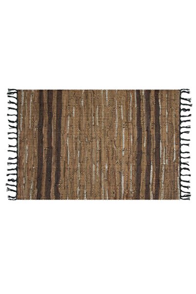 OEM Covoras din Piele Artificiala Bej Maro 130x90cm