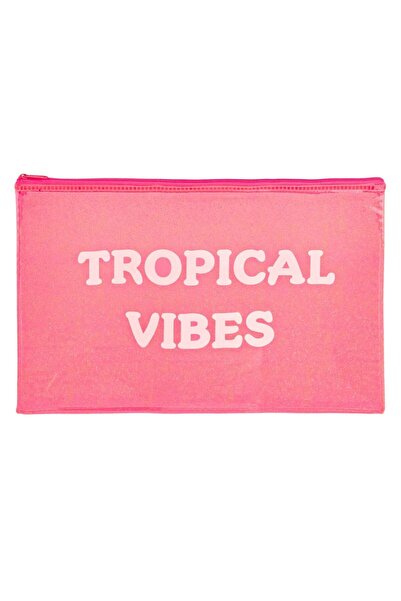 OEM Portfard de Vara Transparent Roz Glitter "TROPICAL VIBES" 30x21cm