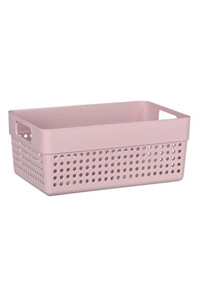 OEM Pink Perforated Plastic Storage Basket with Handles 3.5l