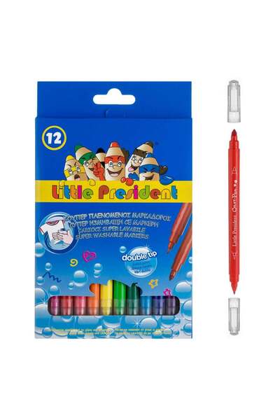 OEM Set Carioci Duble cu Varf Subtire & Double Tip Little President - 12buc