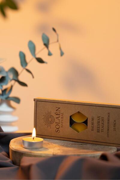 Solaennatural Solaén Natural %100 Doğal Balmumu Tealight Mum 10’lu – Uzun Yan...