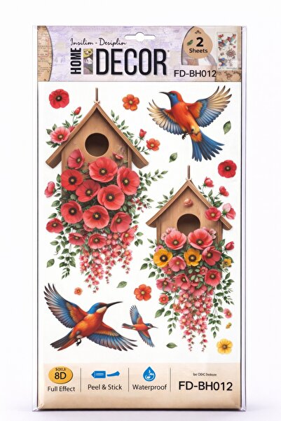OEM 8D Decorative Wall Sticker with Birdhouses, Flowers and Colorful Birds, H...