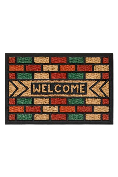 OEM Μαύρο Πολύχρωμο Χαλάκι Εισόδου Παναμά  "Καλώς Ορίσατε " 60x40εκ.