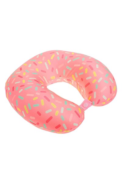 OEM Pink Travel Pillow with Colorful Confetti Pattern 30x30cm