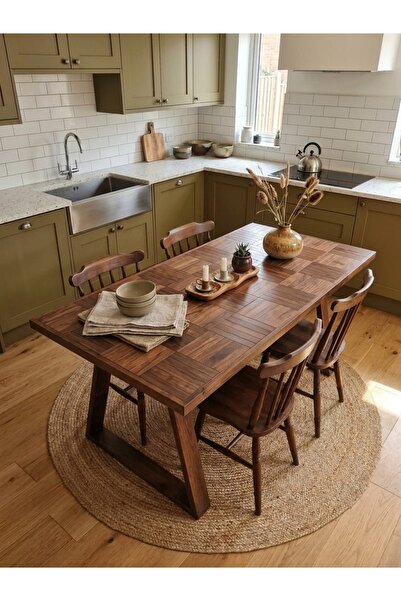 hgalpdesing Ahşap Ceviz renk Balkon Bahçe Masası Çay Kahve Mutfak Yemek masas...