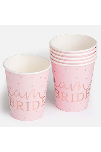 OEM Ομάδα Νύφης Ροζ Χάρτινα Κύπελλα Πάρτι 240ml - 6 τεμάχια