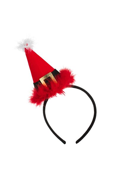 OEM Coronita Par de Craciun cu Caciulita Rosie Curea Aurie Puf Rosu Alb