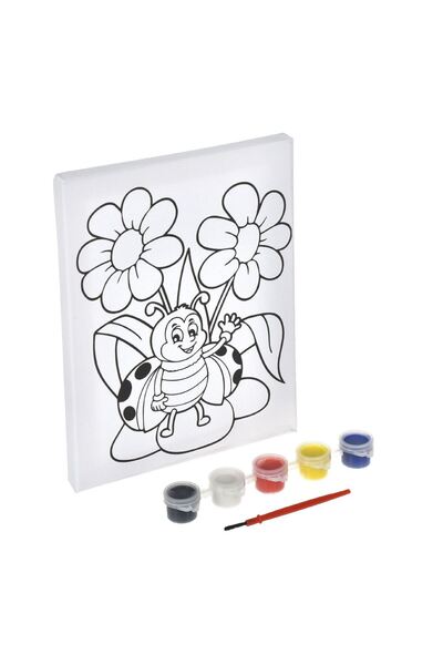 OEM Πίνακας σε καμβά Πασχαλίτσα με χρώματα και πινέλο 15x20εκ.