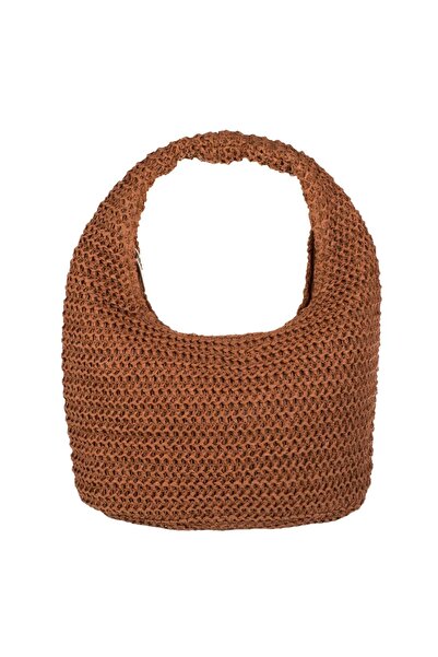 OEM Summer Straw Handbag Orange Brown for Women 25x10x15cm