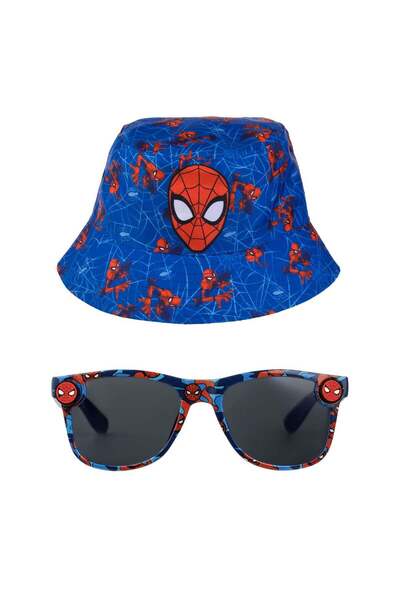 OEM Σετ Σπάιντερμαν: Κόκκινα Μπλε Γυαλιά Ηλίου & Καπέλο Ψαρά για Παιδιά - 2 τ...