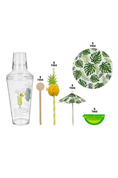 OEM Tropical Leaves Pineapple Party Cocktail Set - 25pcs