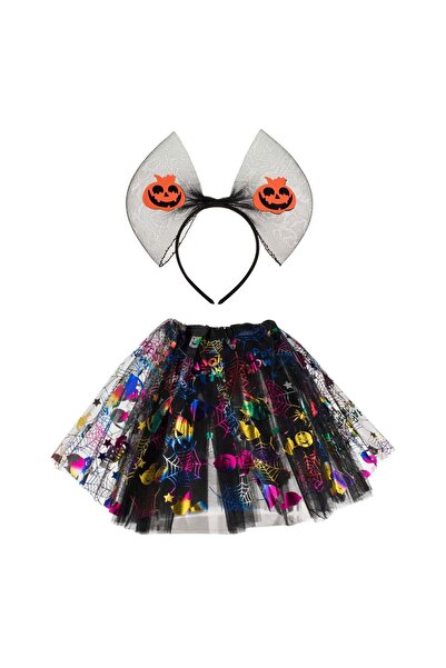 OEM Σετ στολής Χάλογουιν με ολογραφική φούστα τούτου από καμβά και μαύρη κορώ...