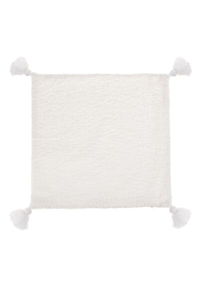 OEM Λευκό διακοσμητικό Μαξιλάρι με Συνθετική γούνα για χειμώνα με φούντες 40x...