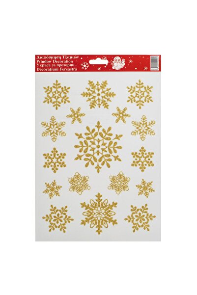 OEM Autocolante Decorative de Craciun Fulgi cu Glitter Auriu 20x30cm