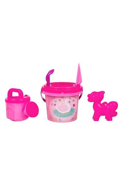 OEM Fuchsia Swan Beach Bucket Ø14x11cm & 4 Accessories