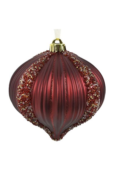 OEM Χριστουγεννιάτικο στολίδι δέντρου, σε σχήμα κρεμμυδιού, μπορντό, με ανάγλ...