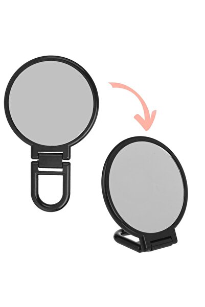 OEM Oglinda de Buzunar Rotunda Neagra cu Maner Ø9x15,5 centimetri