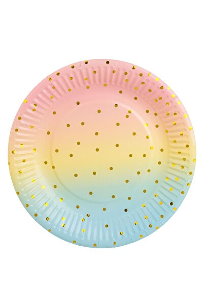 OEM Set Farfurii de Carton Ombre cu Buline din Folie Aurie Ø18 centimetri - 1...