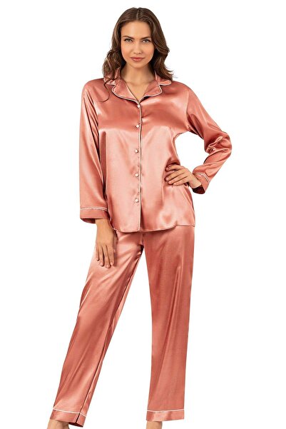 PRIMODA Women's copper satin nightgown pajama set