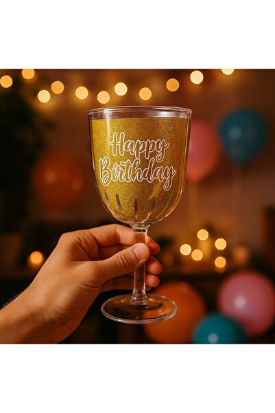 OEM Happy Birthday Transparent Plastic Gold Party Cup 400ml