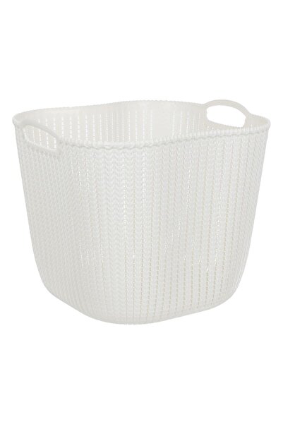 OEM Pearl White Plastic Storage Basket Chain Pattern with Handles 38l
