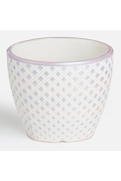 OEM Masca Ghiveci Flori Ceramica Alb Mov 10x8cm - 0,3L