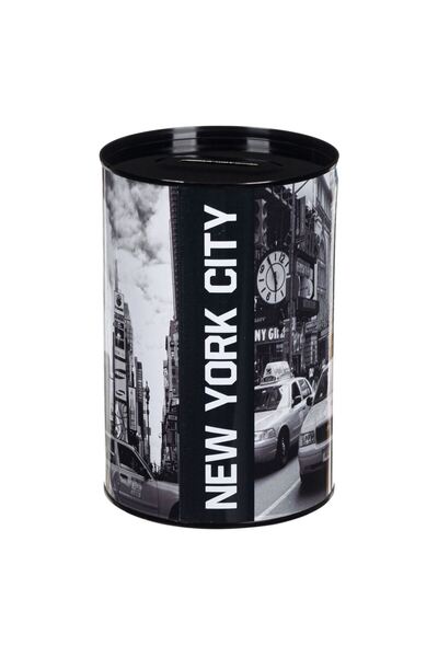 OEM Pusculita Metalica Neagra New York Ø10x15cm