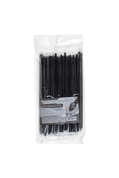 OEM Reusable Flexible Black Plastic Straws Individually Wrapped 5x220mm - 100pcs