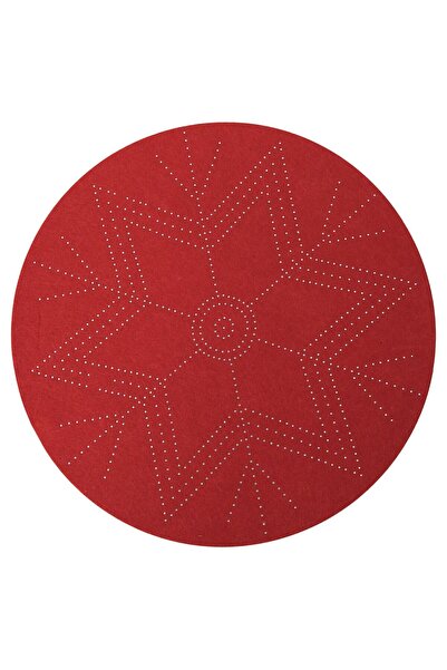 OEM Suport Farfurie de Craciun din Fetru Rosu cu Model Sparkle Fulg Ø38 centi...