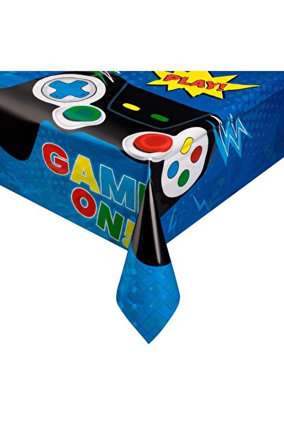 OEM Μπλε Πλαστικό Τραπεζομάντιλο Πάρτι με Σχέδιο  "Game On " 180x120εκ. - 1 τ...