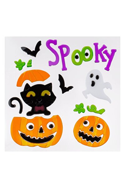 OEM Αυτοκόλλητα Τζελ Παραθύρων με Φαντάσματα, Γάτες και Κολοκύθες