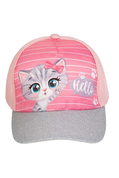 OEM Sapca Roz cu Glitter Argintiu & Model Pisica pentru Copii
