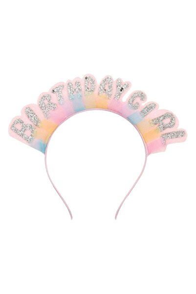 OEM Ροζ Ασημένιο Γκλίτερ Ουράνιο Τόξο Τούλι Στέμμα Μαλλιών για Πάρτι  "Birthd...