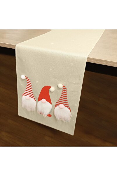 OEM Runner Decorativ Bej Rosu Gnome Pompon 160x35cm
